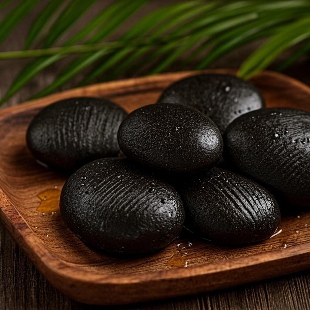 Piedras volcánicas y aceites esenciales listos para un ritual terapéutico